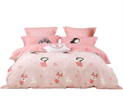 水星家纺儿童三四件套全棉男女孩纯棉斜纹印花宿舍床单被套仙女