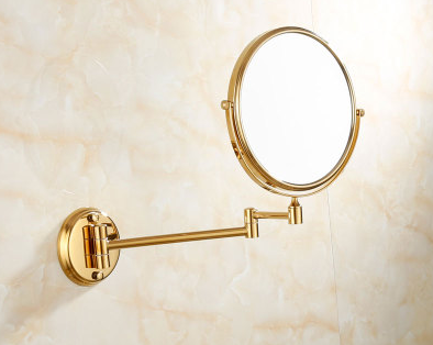 欧式铜金色浴室美容镜折叠美妆镜子三倍放大镜五金挂件活动化妆镜