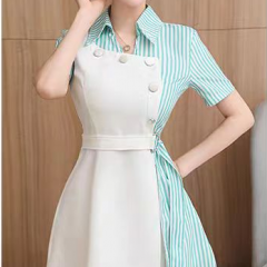 新款连衣裙女春秋夏条纹翻领裙